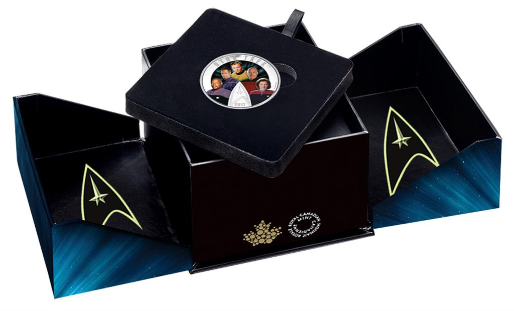 2017 Star Trek Five Captains Glow-in-Dark $30 2OZ PureSilver Proof Coloured Coin